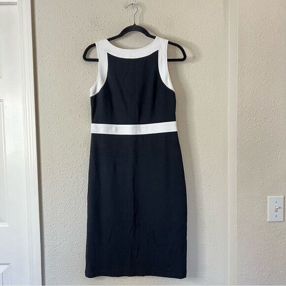 Talbots Ponte Knit Sleeveless Sheath Dress Black and White Size 6 - Picture 3 of 8